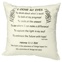 Load image into Gallery viewer, &quot;I Close My Eyes&quot; Prayer Pillow
